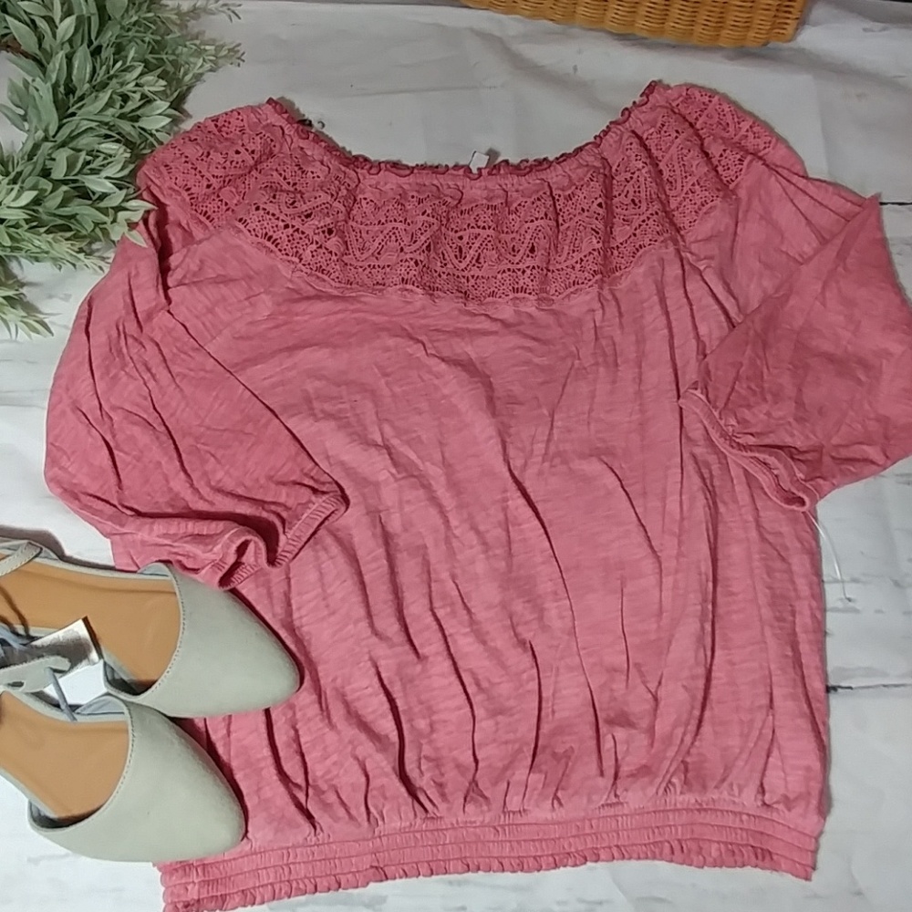 Sonoma pink off the shoulder top🎉 final price - Picture 2 of 4